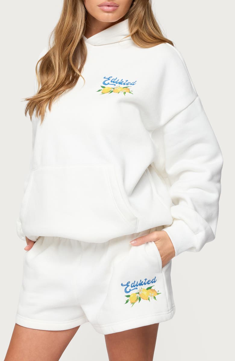 EDIKTED Squeeze the Day Graphic Hoodie, Alternate, color, White
