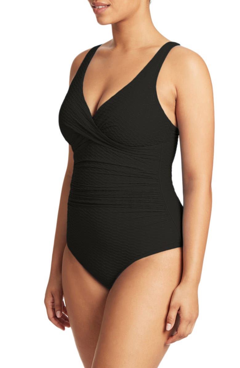 Sea Level Cross Front One-Piece Swimsuit, Alternate, color, 