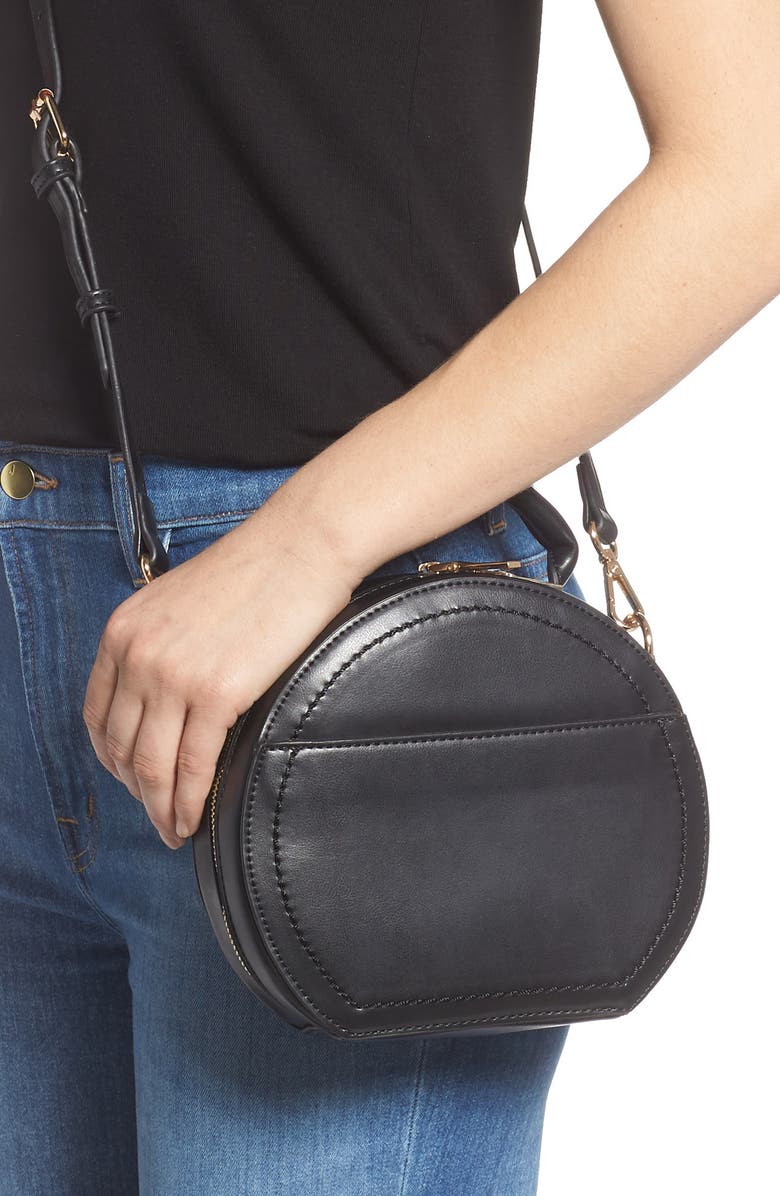 Sole Society Glyso Round Faux Leather Crossbody Bag, Alternate, color,