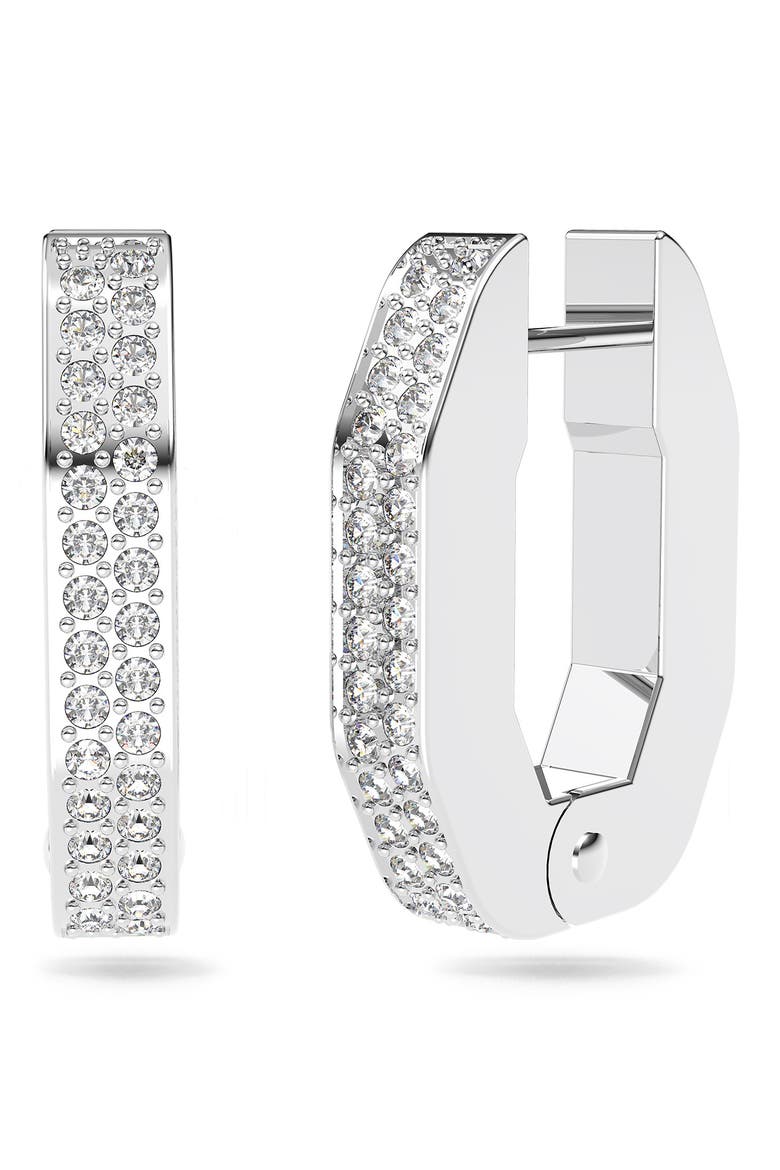 Dextera Pavé Hexagonal Hoop Earrings, Alternate, color, SILVER