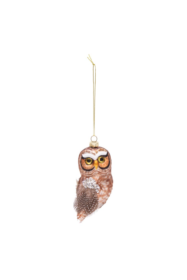 Blown Glass Owl Ornament, Main, color, Gray