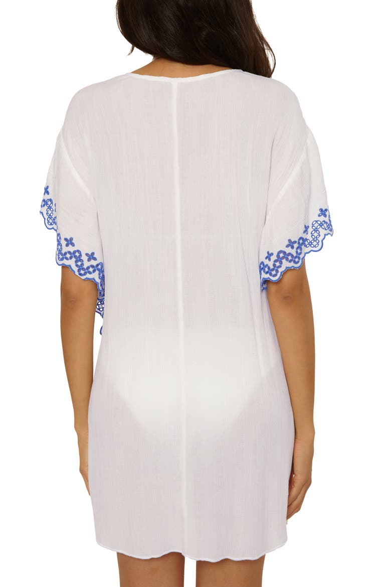 Barbados Eyelet Cover-Up Tunic, Alternate, color, WHITE/ LAPIS