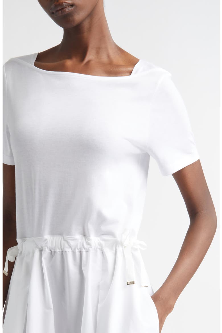 Mixed Media Drawcord Waist Dress, Alternate, color, WHITE