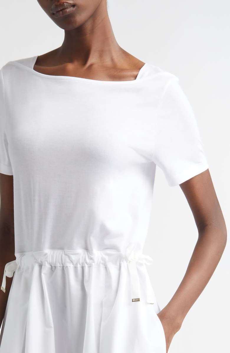 Herno Mixed Media Drawcord Waist Dress, Alternate, color, White