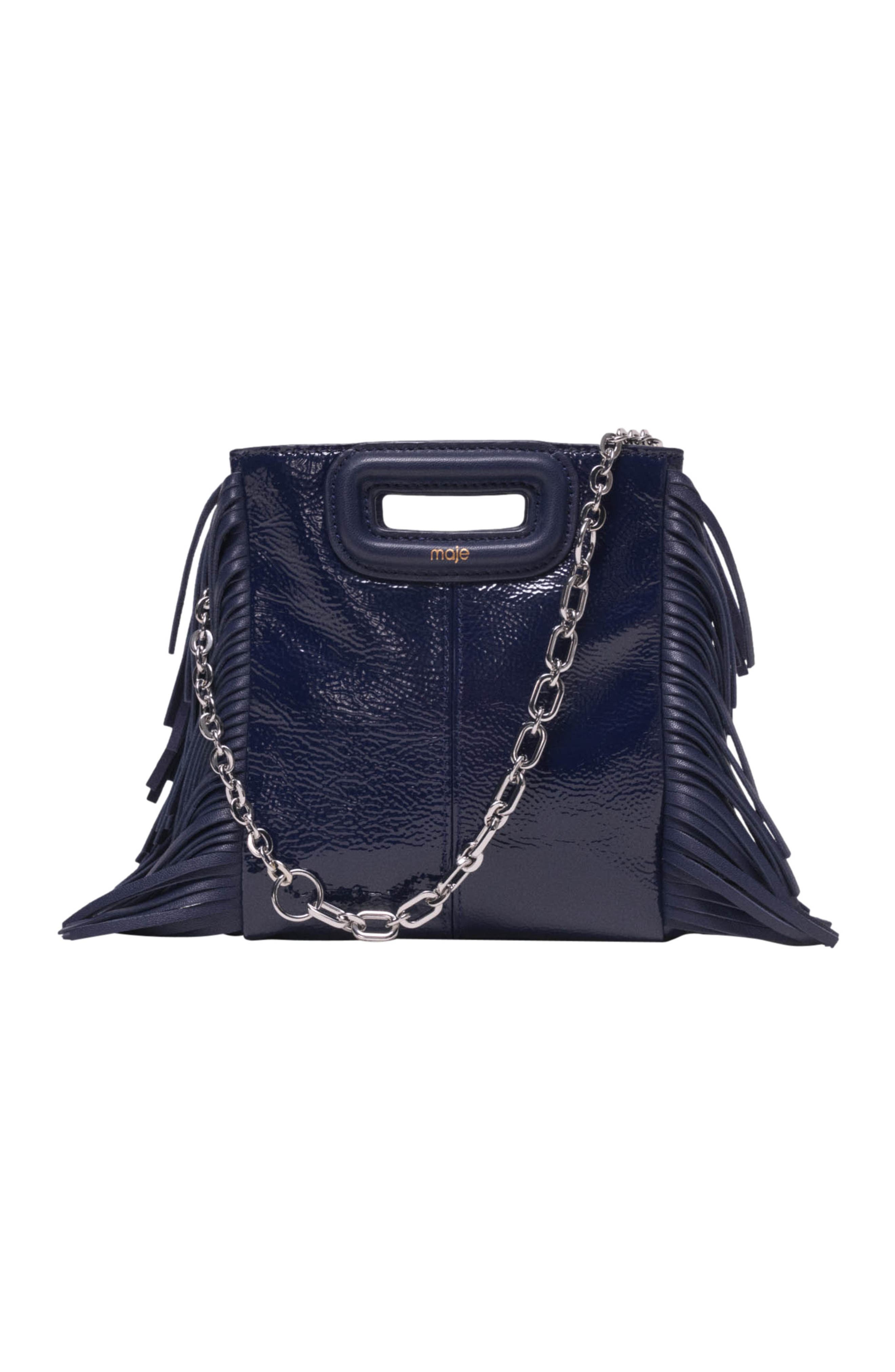maje Naplak leather M Mini bag, Alternate, color, Navy