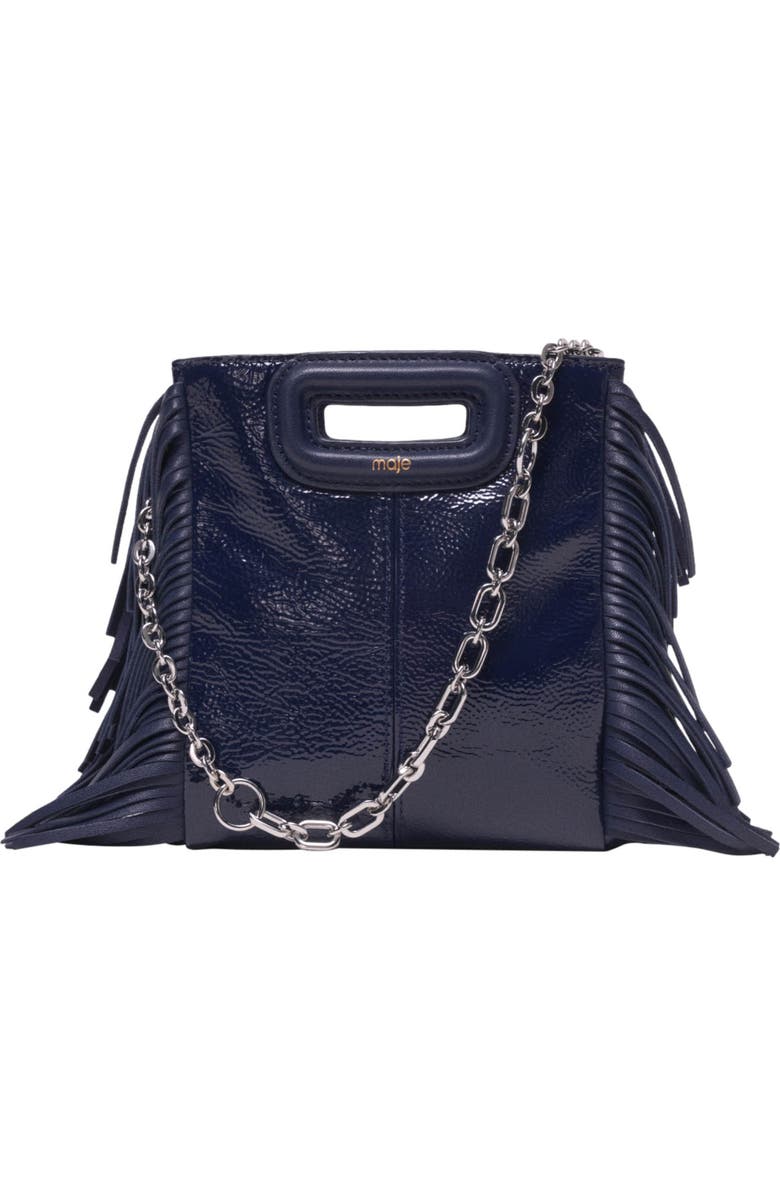 maje Naplak leather M Mini bag, Alternate, color, Navy