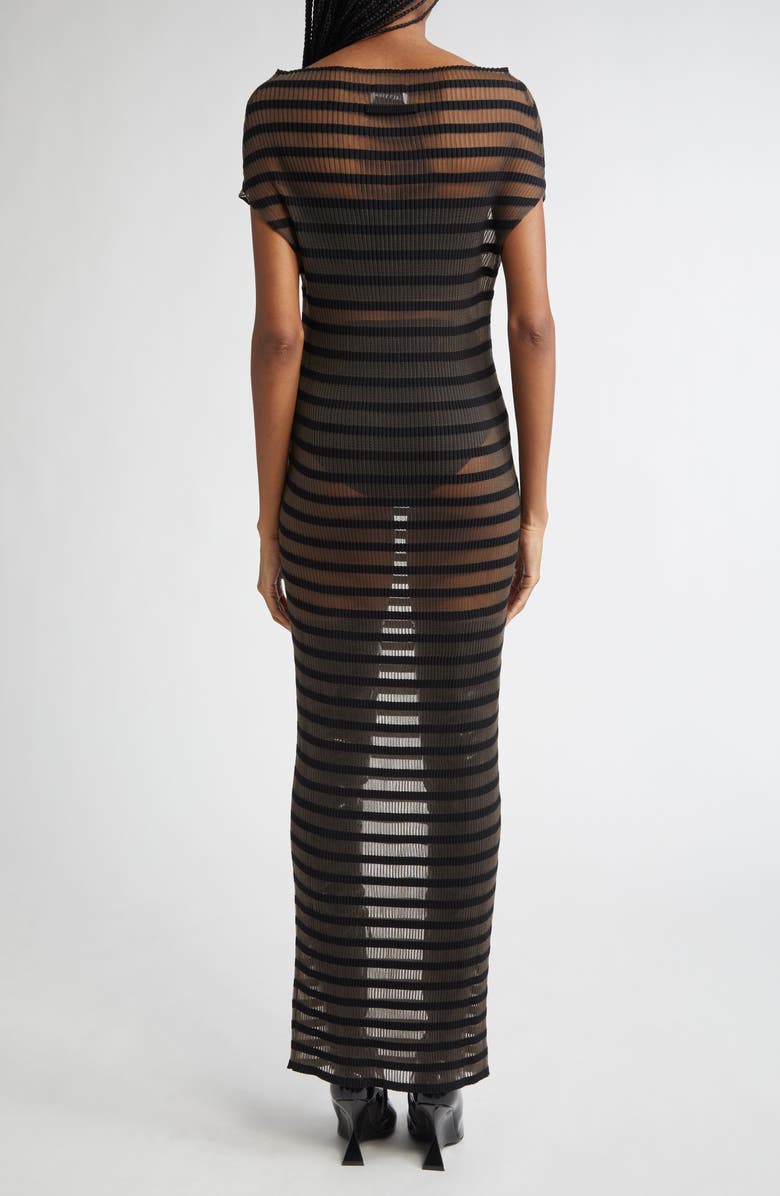 Jean Paul Gaultier Stripe Semisheer Cowl Neck Sleeveless Dress, Alternate, color, 
