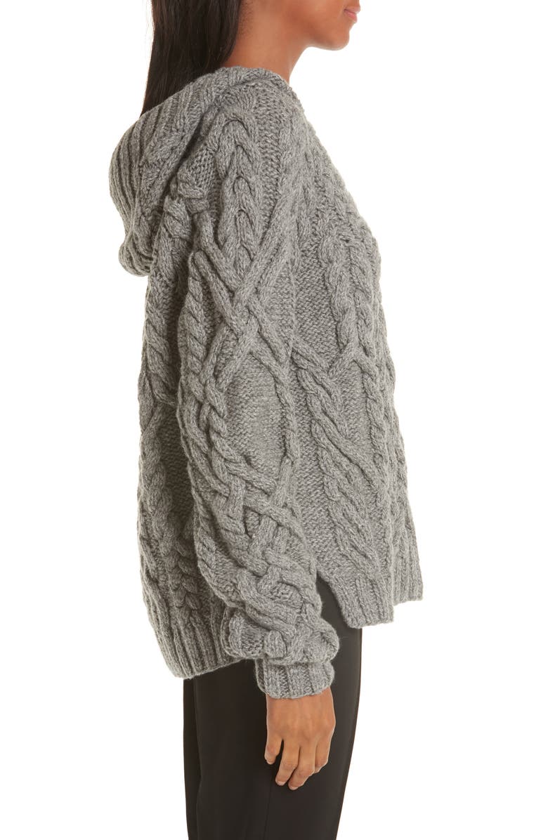 PARTOW Mélange Cable Knit Hooded Sweater, Alternate, color, 