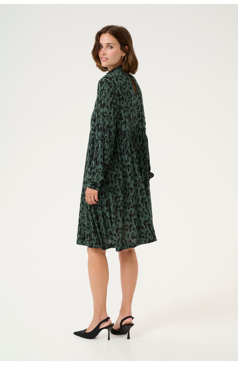 Kaffe KAluna Above The Knee High Neck Dress, Alternate, color, Green/Black Graphic