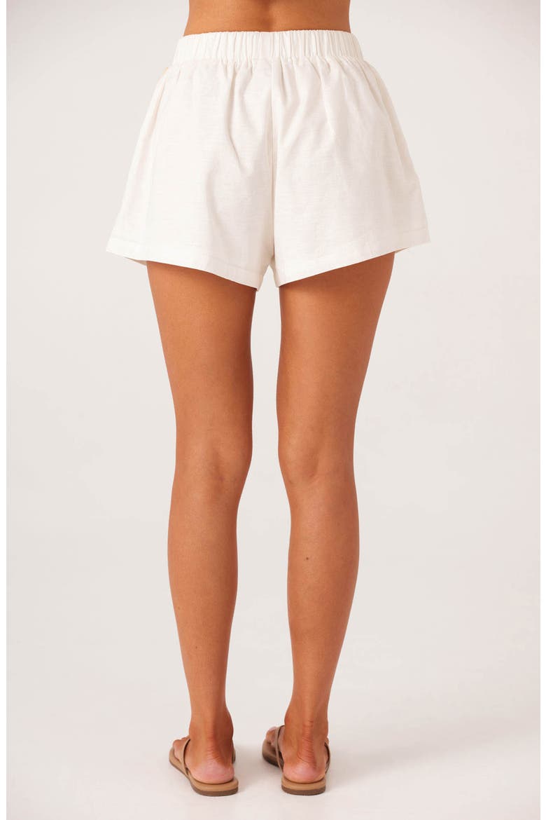 Ines 2.0 Floral Embroidered Linen & Cotton Blend Shorts, Alternate, color, WHITE