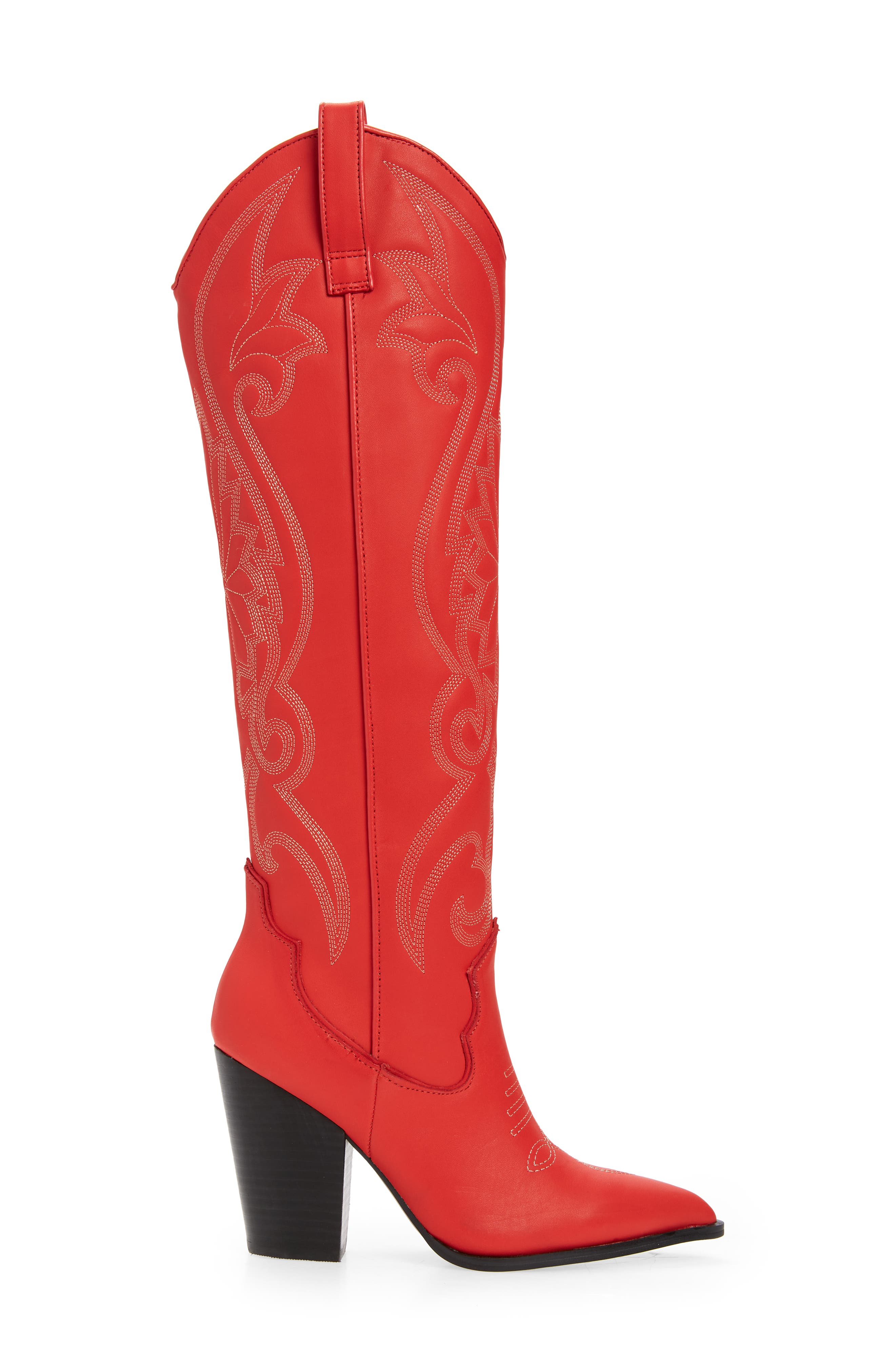 Lasso Knee High Western Boot, Alternate, color, RED LEATHER