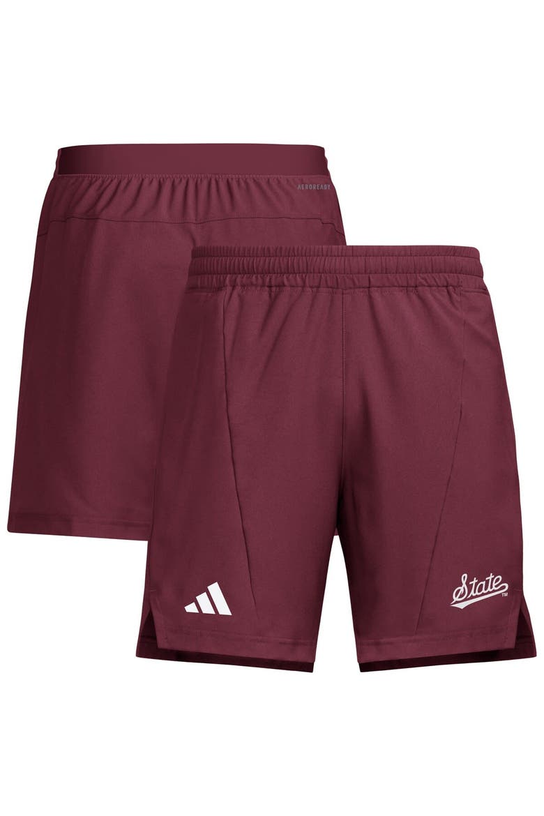 Men's adidas Maroon Mississippi State Bulldogs Program Woven Training Shorts, Alternate, color, Maroon