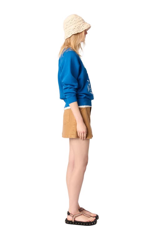 Maje Denim Shorts In Beige