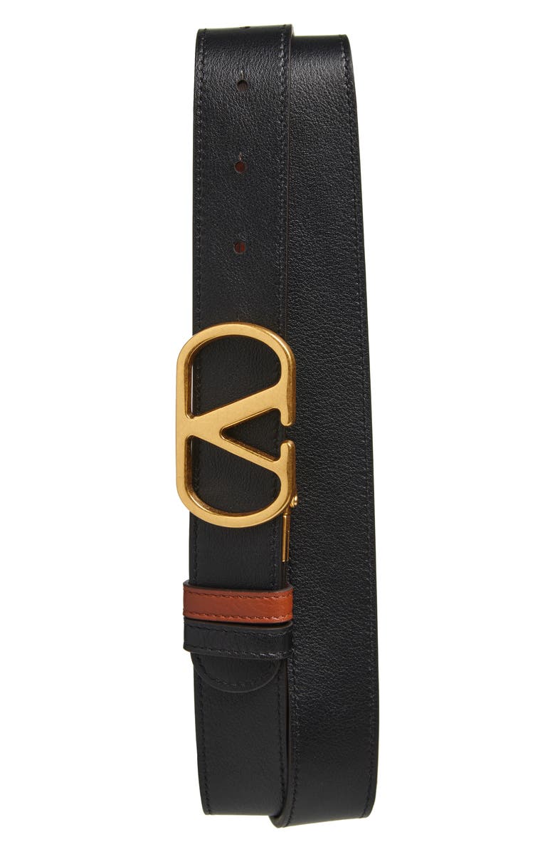 Valentino Garavani VLOGO Signature Reversible Belt, Alternate, color, Brown/ Black