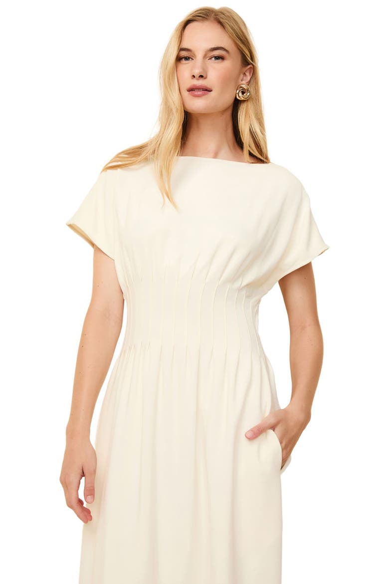 The Greer Shaped Waist Midi Dress, Alternate, color, CLAY