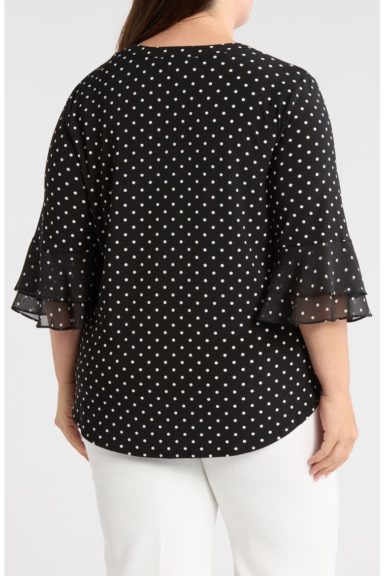 Flutter Sleeve Top, Alternate, color, BLACK/ VANILLA ICE