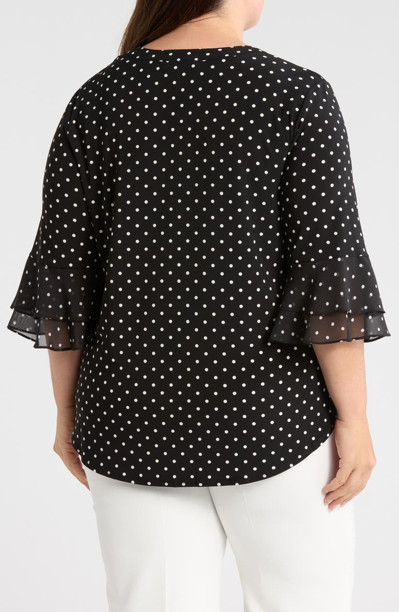 KASPER Flutter Sleeve Top, Alternate, color, Black/ Vanilla Ice