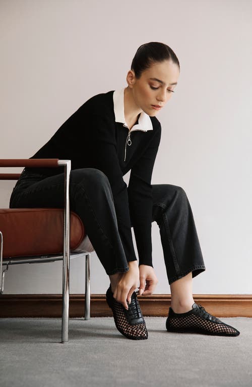 Andrea Gomez Antonia Woven Leather Oxford Flats In Black