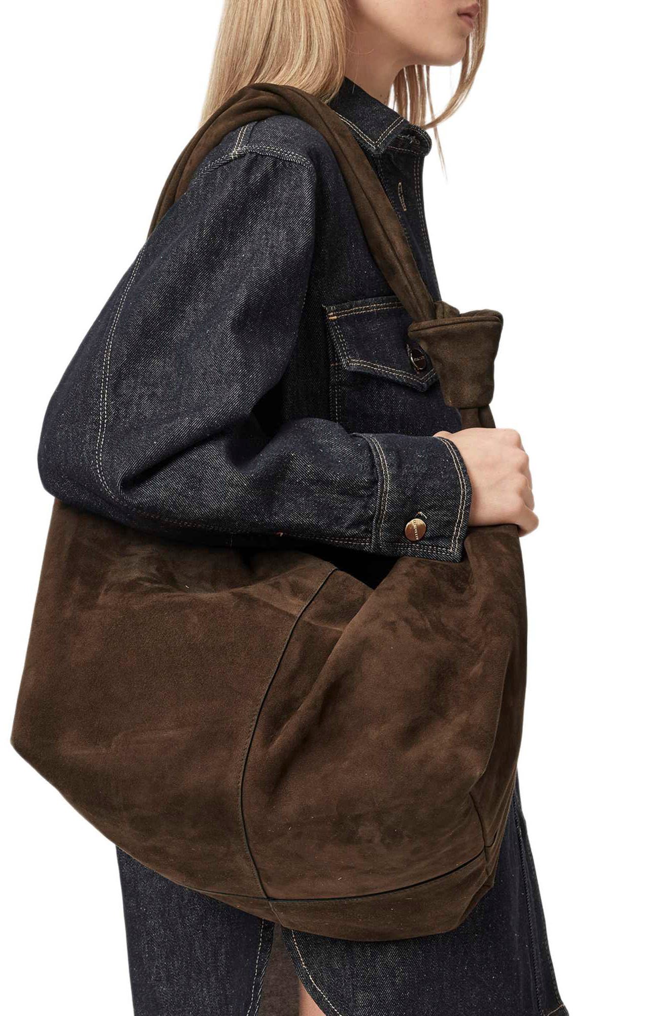 Effie Large Suede Shoulder Bag, Alternate, color, FANGO BROWN