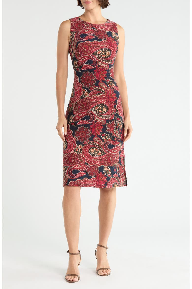 Paisley Sleeveless Jersey Dress, Main, color, MIDNIGHT MULTI