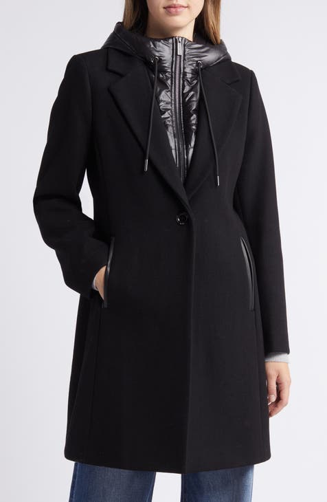 Michael kors women's black wool coat on sale