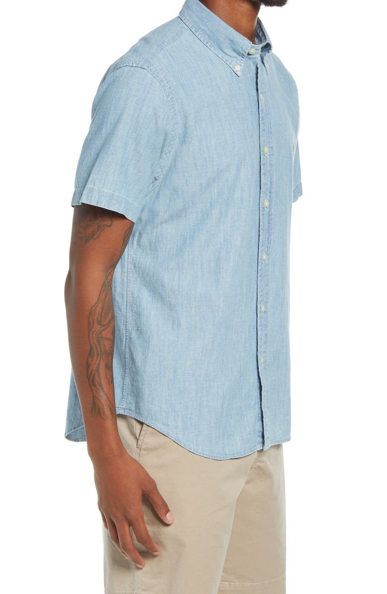 Polo Ralph Lauren Ralph Lauren Classic Fit Short Sleeve Button-Down Shirt, Alternate, color, Light Indigo