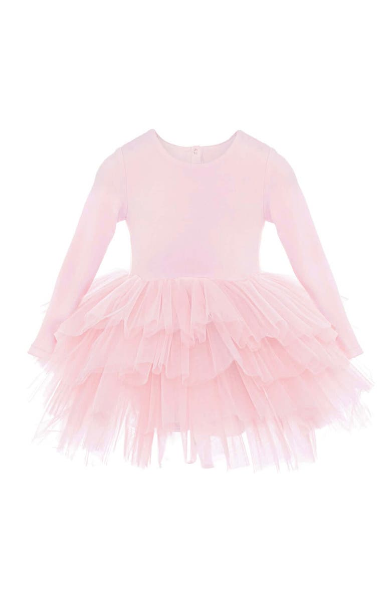 Mini Celebrities Rose Long Sleeve Fluffy Tutu Dress, Alternate, color, Pink Rose