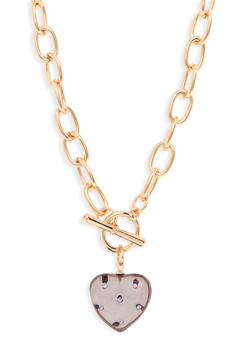 Resin Heart Toggle Necklace, Alternate, color, GREY- PURPLE- GOLD