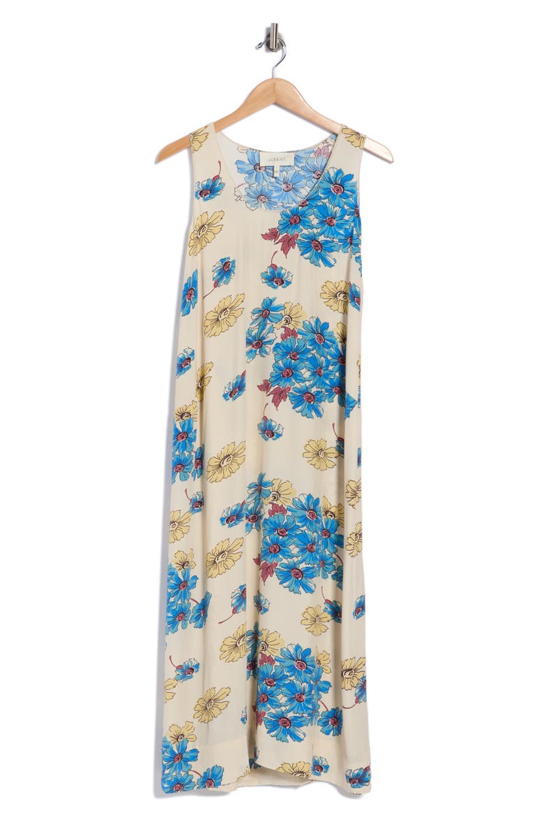 The Windward Sleeveless Midi Dress, Main, color, SUNGOLD FLORAL