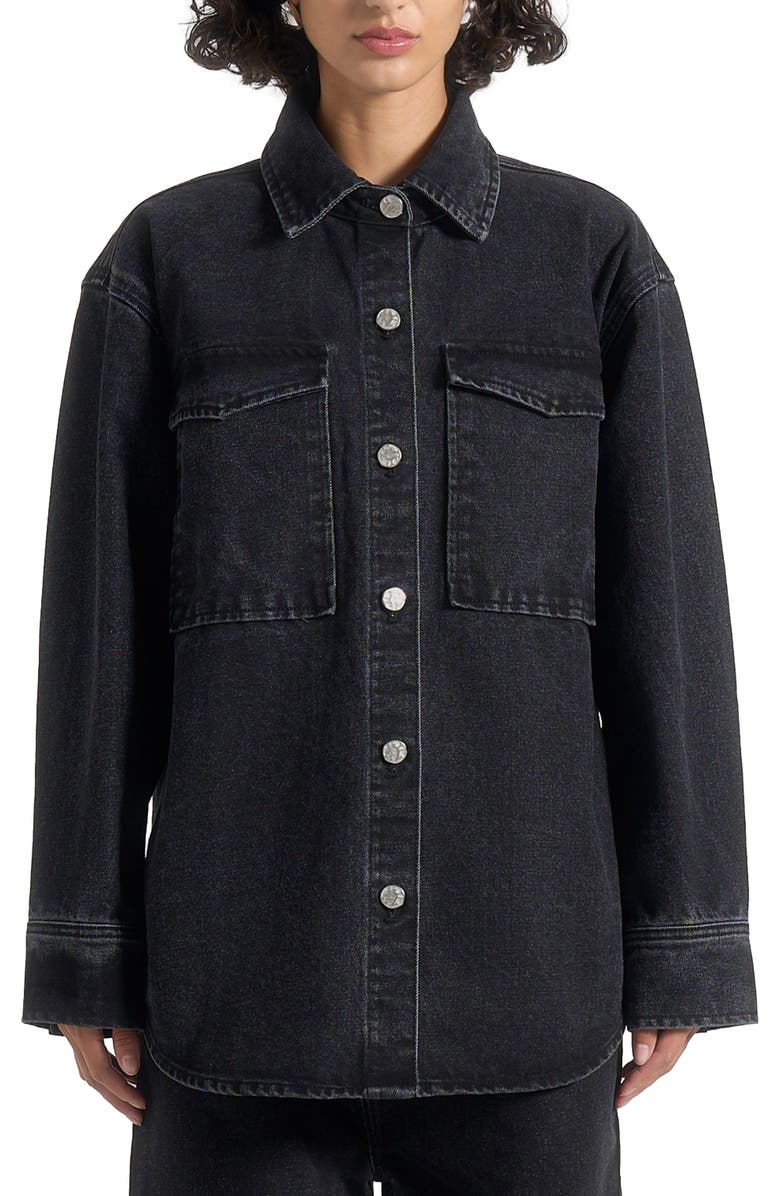 Manière De Voir Joy Denim Oversized Shirt, Alternate, color, Washed Black