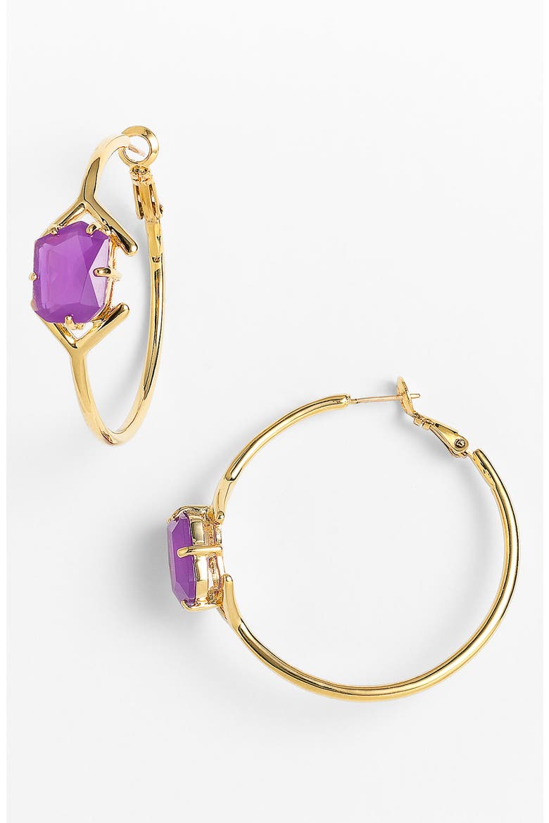 colored stone hoop earrings (Nordstrom Exclusive), Main, color, PURPLE