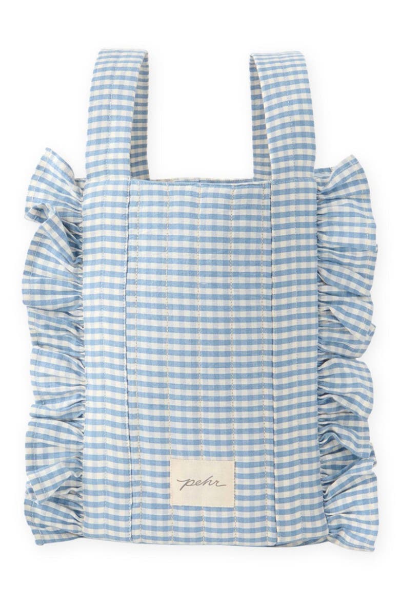 Ruffle Gingham Organic Cotton Stroller Bag, Main, color, HARBOR