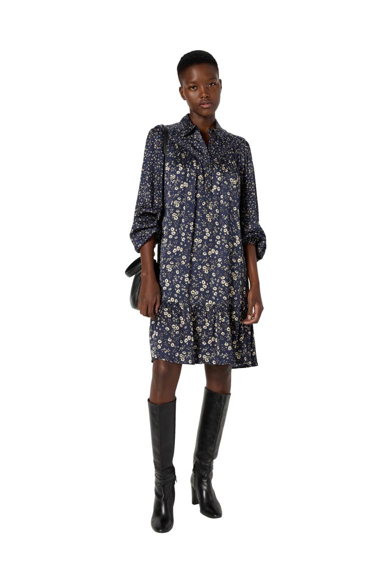 Leana Printed Shirt Dress, Alternate, color, Navy Blue