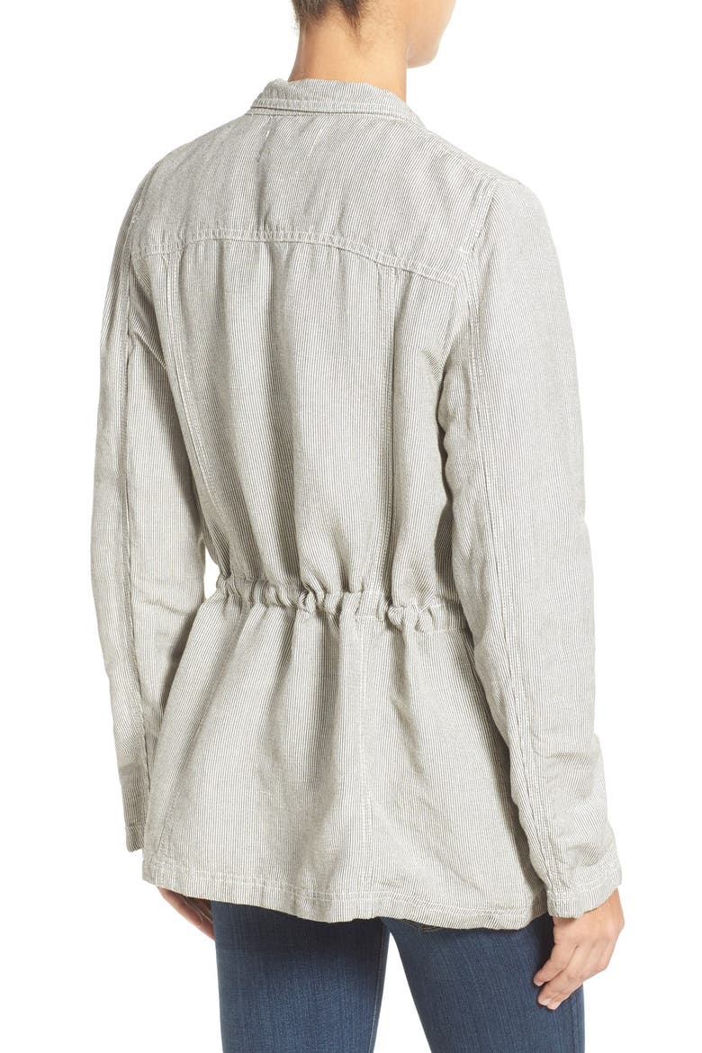 Linen Blend Utility Jacket, Alternate, color, OLIVE- IVORY MINI STRIPE