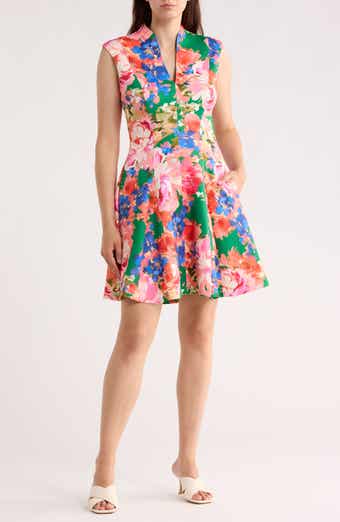 Vince Camuto Floral Sleeveless Scuba Fit & Flare Dress