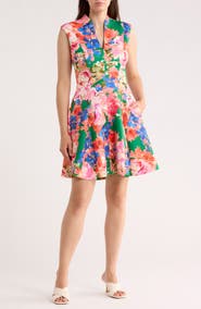 Vince Camuto Floral Sleeveless Scuba Fit & Flare Dress