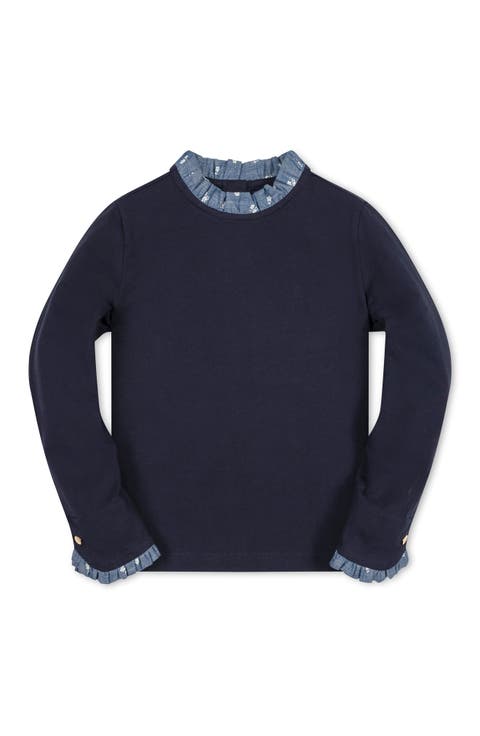 Kids' Organic Ruffle Trim Knit Top