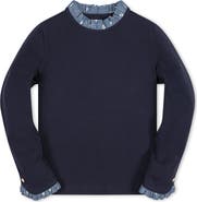 Hope & Henry Kids' Organic Ruffle Trim Knit Top