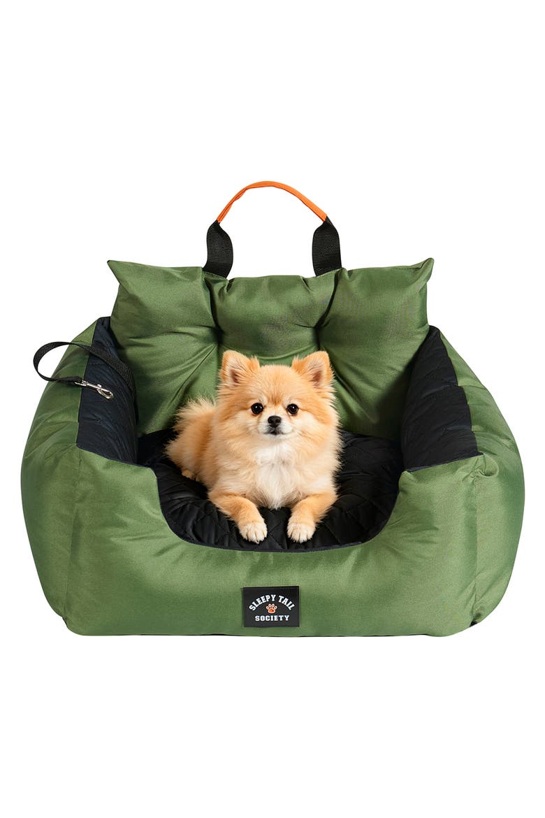 Sleepy Tail Society Cooling Pet Car Seat, Alternate, color, GREEN/ BLACK