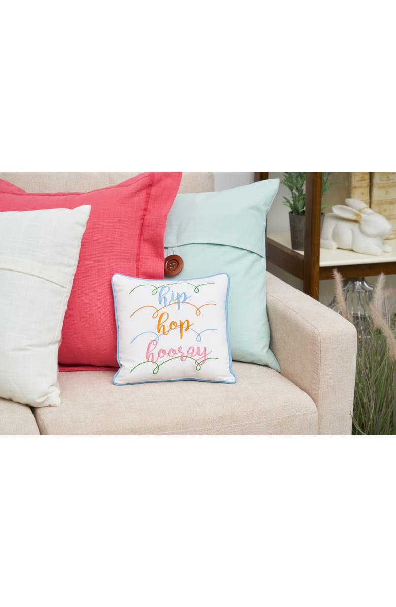 C&F Home "Hip Hop Hooray" Easter Cotton Blend Mini Accent Pillow 10" x 10", Alternate, color, White