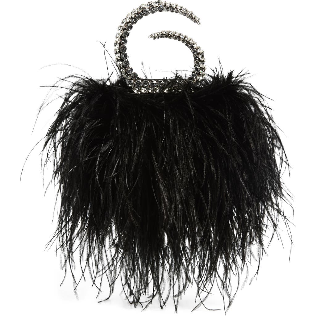 L'alingi Karma Feather Crystal Top Handle Bag In Black