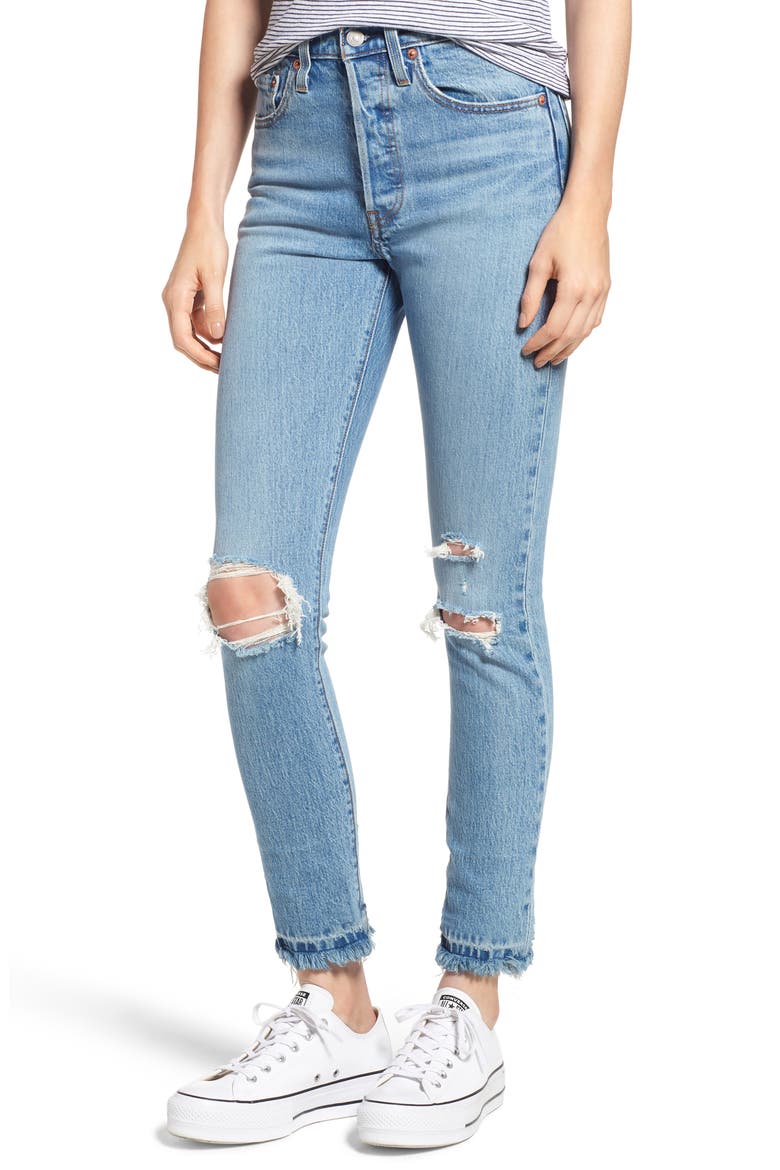 Levi's® 501® Ripped Skinny Jeans, Main, color, AUTHENTIC HEART