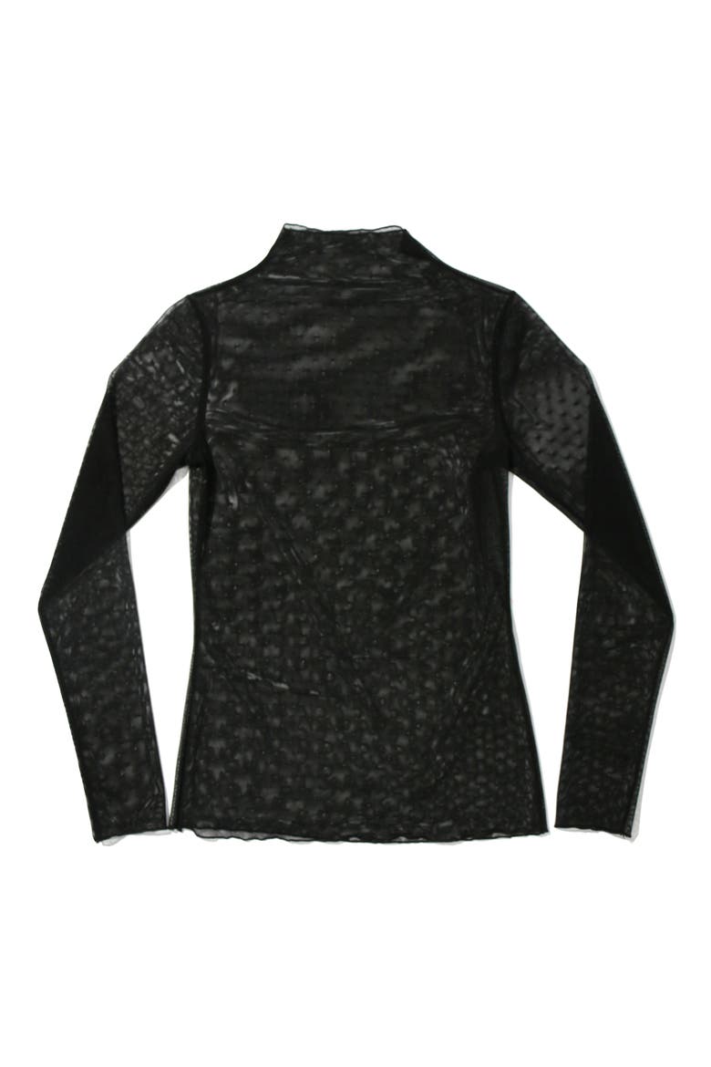 Dot Tulle Mock Neck Top, Alternate, color, BLACK