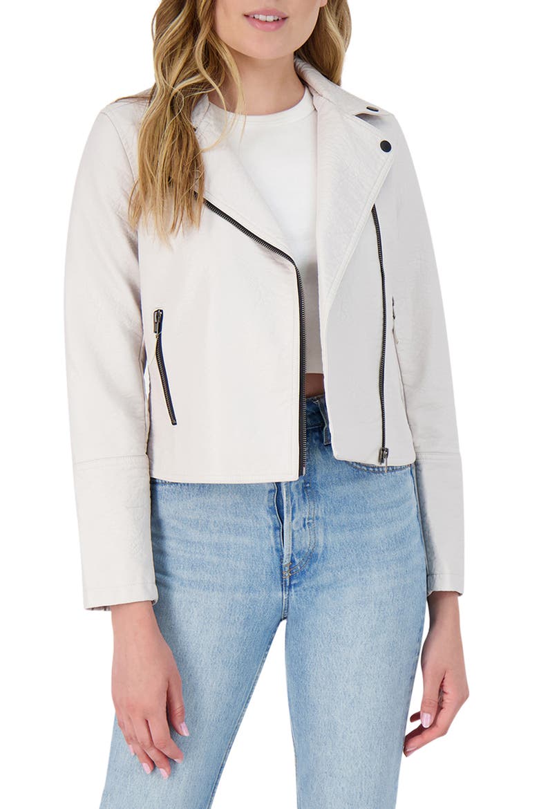 BB Dakota London Calling Faux Leather Moto Jacket, Main, color, BONE
