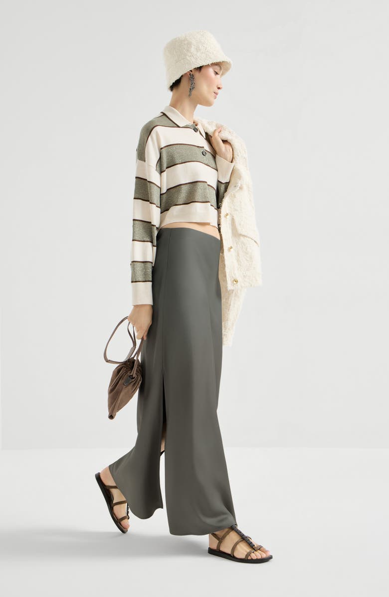 Brunello Cucinelli Fluid Bias-Cut skirt, Alternate, color, Olive