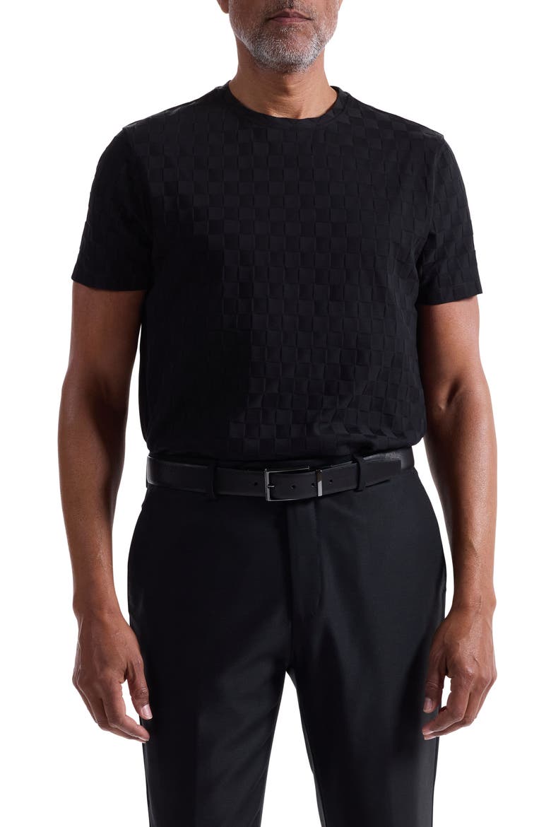 Geo Textured Cotton T-Shirt, Main, color, BLACK