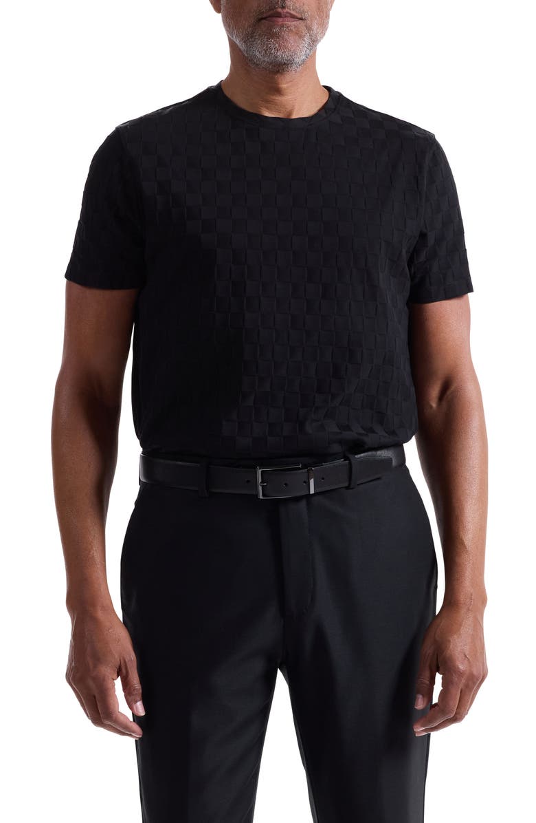 Bugatchi Geo Textured Cotton T-Shirt, Main, color, Black