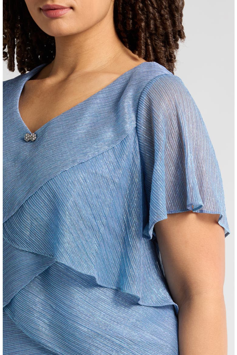Shimmer Bodre Tiered Ruffle Dress, Alternate, color, HYDRANGEA