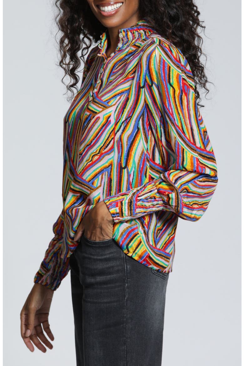 Print High Neck Shirt, Alternate, color, RED BLUE MULTI