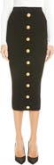 Balmain Button Front Rib Midi Skirt